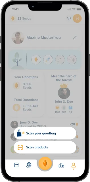 Приложението bgood: goodbag показва наличните опции