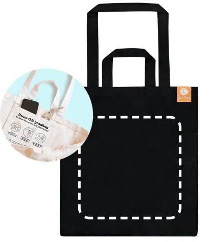 Преглед на goodbag Dark Large с граница за 28x28 персонализиран дизайн