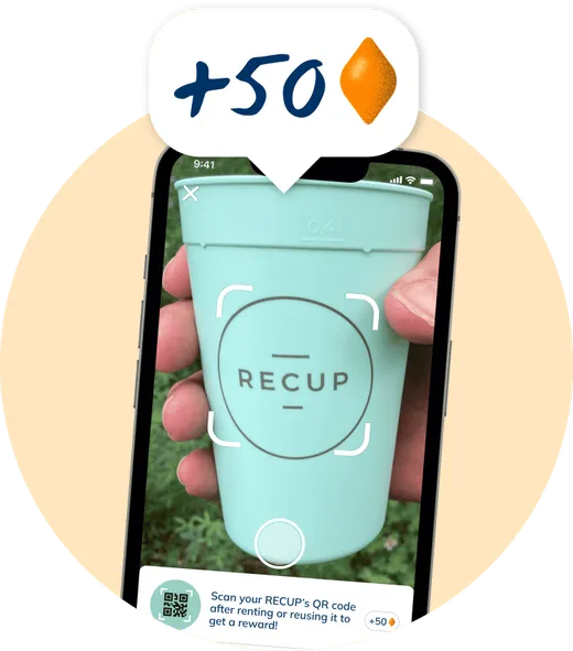 Ein App-Bildschirm, der ein Foto-Scannen eines RECUPs zeigt