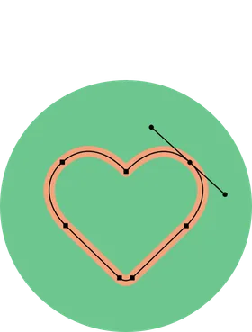 A red vector heart in a green circle
