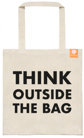 Light natural goodbag with a text "Think outside the bag".