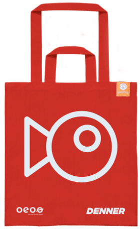 Große rote goodbag mit Fisch-Design von Denner