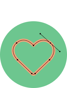A red vector heart in a green circle