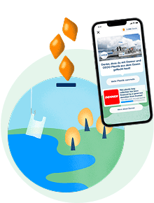 Eine Illustration einer Welt mit Seeds und der goodbag-App