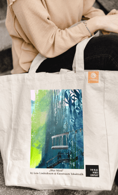 Eine goodbag mit farbenfrohem Transferdruck