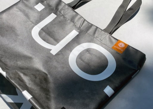 A black goodbag made from the audi megaposter