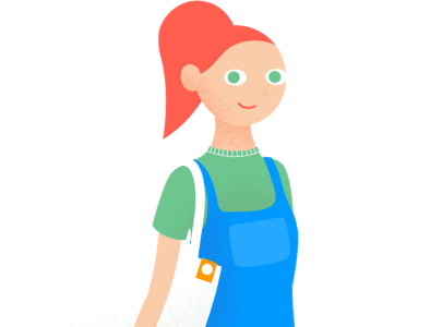 Um avatar de uma pessoa segurando uma goodbag enquanto faz compras